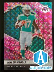 2021 Mosaic Pink Camo Prizm Jaylen Waddle #308 RC Rookie Dolphins